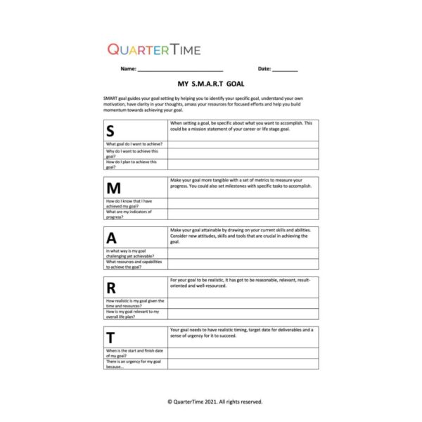 My Smart Goal template | QTA